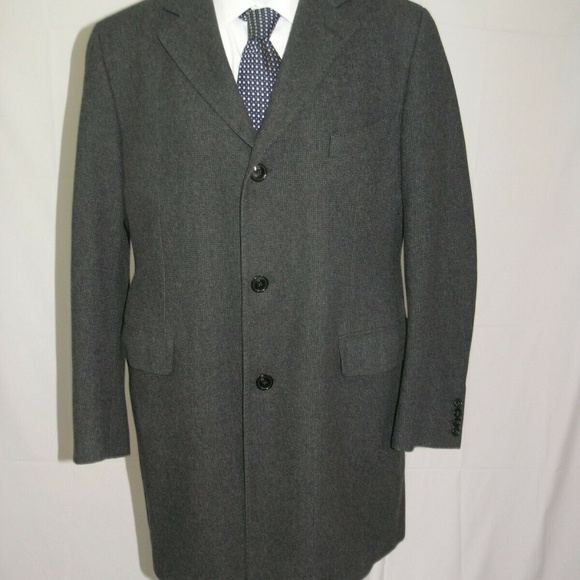 Fay Charcoal Micro Check Three Button Overcoat XXL